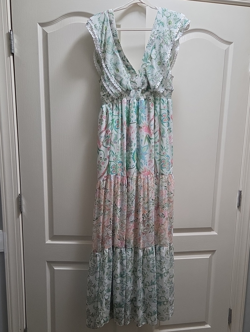 House of Harlow Floral Maxi Dress Womens Large Tiered Revolve